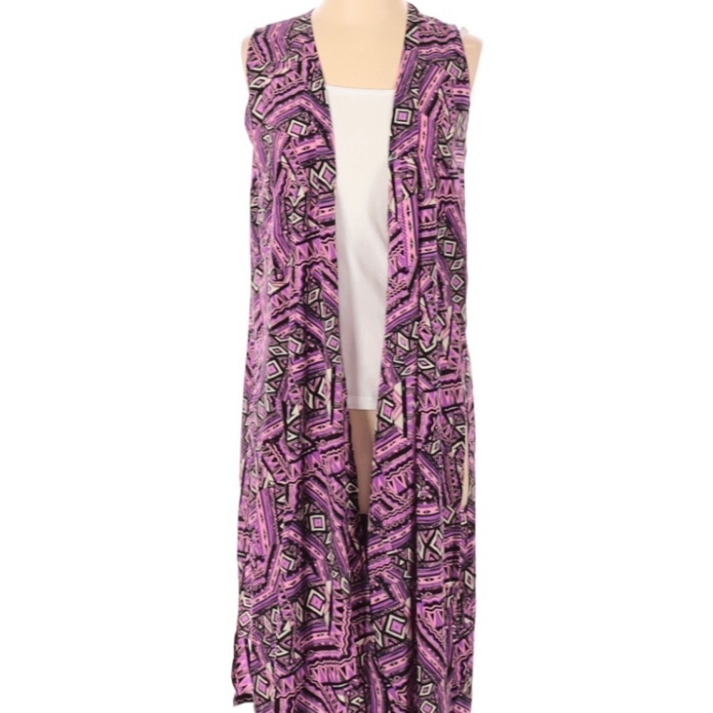LULAROE KIMONO SLEEVELESS MULTI COLOR SMALL